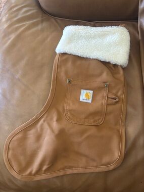 Carhartt Tan Canvas Stocking with Cream Sherpa Cuff